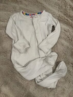 Magnetic Me White Waffle-Knit Baby Footed Pajamas